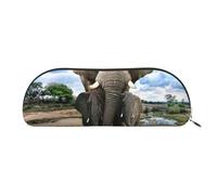ESASAM African Wild Animals Elephant Leather Semi-Circular Storage Bag, Semi-Circular Shape, Simple and Fashionable