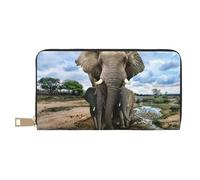 ESASAM African Wild Animals Elephant Long Imitation Leather Wallet, Stylish, Practical, and Durable