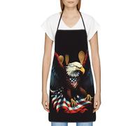 ESASAM American Eagle Flag Print Elegant Apron With Pockets - Stain Resistant, Full-Width Print, Lock Edge Design, Perfect For Various Scenarios