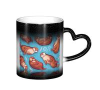 ESASAM Animal Cute Brown Otters Starry Sky Color Changing Mug, Adding A Touch of Magic to Your Daily Life