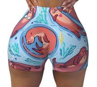 ESASAM Animal Cute Brown Otters Women's Workout Shorts - Comfortable and Breathable Athletic Training Shorts Gym Shorts Yoga Shorts Quick-Drying Shorts Stretchy Shorts Fitness Shorts