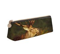 ESASAM Animal Deer Leather Triangular Pencil Case, Lightweight and Cute, with Large Capacity