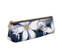 ESASAM Artistic Daisy Floral Leather Triangular Pencil Case, Lightweight and Cute, with Large Capacity