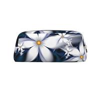 ESASAM Artistic Daisy Floral Leather Zipper Three-Dimensional Pencil Case, Simple and Elegant, Fashionable and Practical