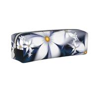 ESASAM Artistic Daisy Floral Leather Zipper Three-Dimensional Pencil Case, Simple and Elegant, Fashionable and Practical