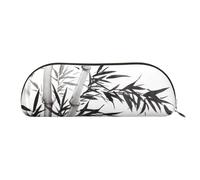 ESASAM Bamboo Tree Image Chinese Calligraphy Leather Semi-Circular Storage Bag, Semi-Circular Shape, Simple and Fashionable