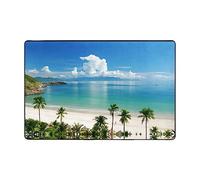 ESASAM Beach And Palm Tree Printed Carpet - 36 X 24 In & 72 X 48 In - Soft Flannel Fabric - Absorbent - Non-Fading - Anti-Slip Bottom - Versatile Home Decor