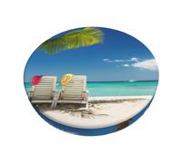 ESASAM Beach Palm Tree Chairs Boats Circular Bar Chair Cushion Cover, Protecting Your Bar Chair From Dust And Stains, And Providing You With Comfort
