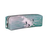 ESASAM Beach Surf Simple and Stylish Leather Pencil Case - Stationery Organizer and Travel Storage, Pencil Holder, Pencil Bag, Zipper Pouch, Pen Case, Art Supplies