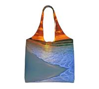 ESASAM Beach With Sunset Stylish Canvas One-Shoulder Commuter Bag-Suitable For Daily Use And Urban Exploration