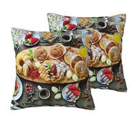 ESASAM Beautiful Breakfast 2-Piece Imitation Linen Pillowcase, Thick And Stylish, Providing You With The Most Peaceful Relaxation