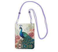 ESASAM Beautiful Peacock And Floral A Large Capacity Crossbody Phone Case For Worry Free Travel