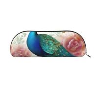 ESASAM Beautiful Peacock and Floral Leather Semi-Circular Storage Bag, Semi-Circular Shape, Simple and Fashionable