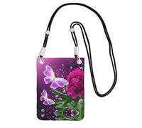 ESASAM Beautiful Purple Butterfly Floral A Large Capacity Crossbody Phone Case For Worry Free Travel