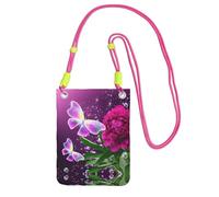 ESASAM Beautiful Purple Butterfly Floral A Large Capacity Crossbody Phone Case For Worry Free Travel