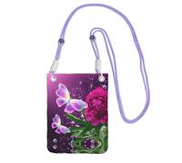 ESASAM Beautiful Purple Butterfly Floral A Large Capacity Crossbody Phone Case For Worry Free Travel