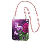 ESASAM Beautiful Purple Butterfly Floral A Large Capacity Crossbody Phone Case For Worry Free Travel