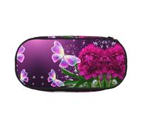 ESASAM Beautiful Purple Butterfly Floral Fashion Pencil Case-The Necessary Storage Space for Pens, Pencils and Stationery