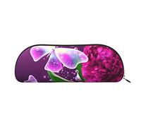 ESASAM Beautiful Purple Butterfly Floral Leather Semi-Circular Storage Bag, Semi-Circular Shape, Simple and Fashionable