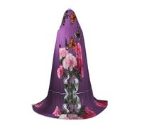 ESASAM Beautiful Purple Butterfly Floral Teenage Hooded Cloak - Oversized Hat, Comfortable And Durable