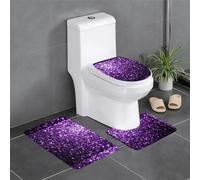 ESASAM Beautiful Purple Glitter Print Stylish And Durable 3 Piece Bathroom Rugs Set â€“ Soft And Comfortable Flannel Fabric