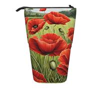 ESASAM Beautiful Red Poppy Flower A Pencil Case with A Retractable Design, Versatile and Durable