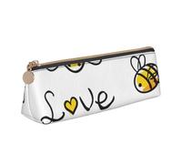 ESASAM Bee Love Honey Leather Triangular Pencil Case, Lightweight and Cute, with Large Capacity