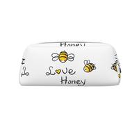 ESASAM Bee Love Honey Leather Zipper Three-Dimensional Pencil Case, Simple and Elegant, Fashionable and Practical