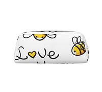 ESASAM Bee Love Honey Leather Zipper Three-Dimensional Pencil Case, Simple and Elegant, Fashionable and Practical