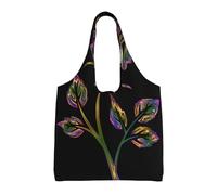 ESASAM Black And Gold Flowers Stylish Canvas One-Shoulder Commuter Bag-Suitable For Daily Use And Urban Exploration