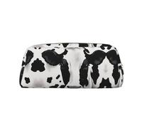 ESASAM Black and White Cow Leather Zipper Three-Dimensional Pencil Case, Simple and Elegant, Fashionable and Practical