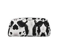ESASAM Black and White Cow Leather Zipper Three-Dimensional Pencil Case, Simple and Elegant, Fashionable and Practical