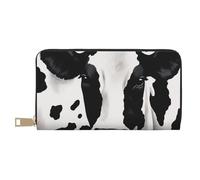 ESASAM Black and White Cow Long Imitation Leather Wallet, Stylish, Practical, and Durable