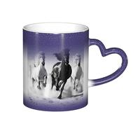 ESASAM Black and White Horses Running Starry Sky Color Changing Mug, Adding A Touch of Magic to Your Daily Life