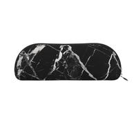 ESASAM Black and White Marble Leather Semi-Circular Storage Bag, Semi-Circular Shape, Simple and Fashionable