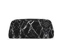 ESASAM Black and White Marble Leather Zipper Three-Dimensional Pencil Case, Simple and Elegant, Fashionable and Practical