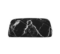 ESASAM Black and White Marble Leather Zipper Three-Dimensional Pencil Case, Simple and Elegant, Fashionable and Practical