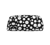 ESASAM Black and White Polka Dot Leather Zipper Three-Dimensional Pencil Case, Simple and Elegant, Fashionable and Practical