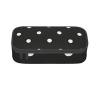 ESASAM Black and White Polka Dot Print Pencil Case Spacious Oxford Cloth Storage with Multiple Compartments