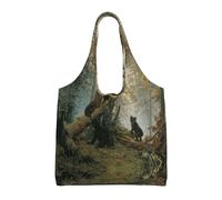 ESASAM Black Bears Stylish Canvas One-Shoulder Commuter Bag-Suitable For Daily Use And Urban Exploration
