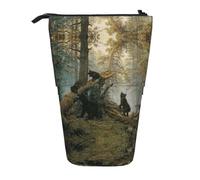 ESASAM Black Bears Vertical Retractable Pencil Case, Easy to Use, Adjustable Size According to Needs