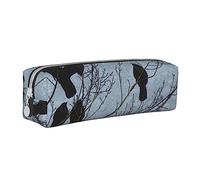 ESASAM Black Crow Birds Simple and Stylish Leather Pencil Case - Stationery Organizer and Travel Storage, Pencil Holder, Pencil Bag, Zipper Pouch, Pen Case, Art Supplies