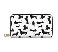 ESASAM Black Dogs Dachshund Dog Long Imitation Leather Wallet, Stylish, Practical, and Durable