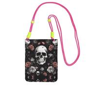 ESASAM Black Floral Halloween Skull A Large Capacity Crossbody Phone Case For Worry Free Travel