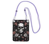 ESASAM Black Floral Halloween Skull A Large Capacity Crossbody Phone Case For Worry Free Travel