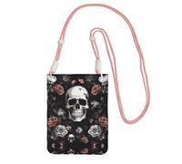 ESASAM Black Floral Halloween Skull A Large Capacity Crossbody Phone Case For Worry Free Travel