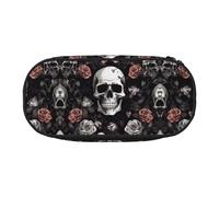 ESASAM Black Floral Halloween Skull Fashion Pencil Case-The Necessary Storage Space for Pens, Pencils and Stationery