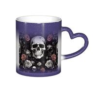 ESASAM Black Floral Halloween Skull Starry Sky Color Changing Mug, Adding A Touch of Magic to Your Daily Life
