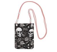 ESASAM Black Floral Skull A Large Capacity Crossbody Phone Case For Worry Free Travel