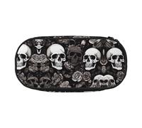 ESASAM Black Floral Skull Fashion Pencil Case-The Necessary Storage Space for Pens, Pencils and Stationery